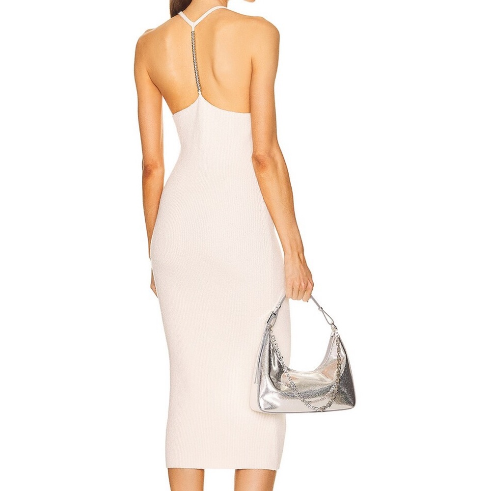 Helmut Lang Cream Knit Beaded Rib Midi Dress